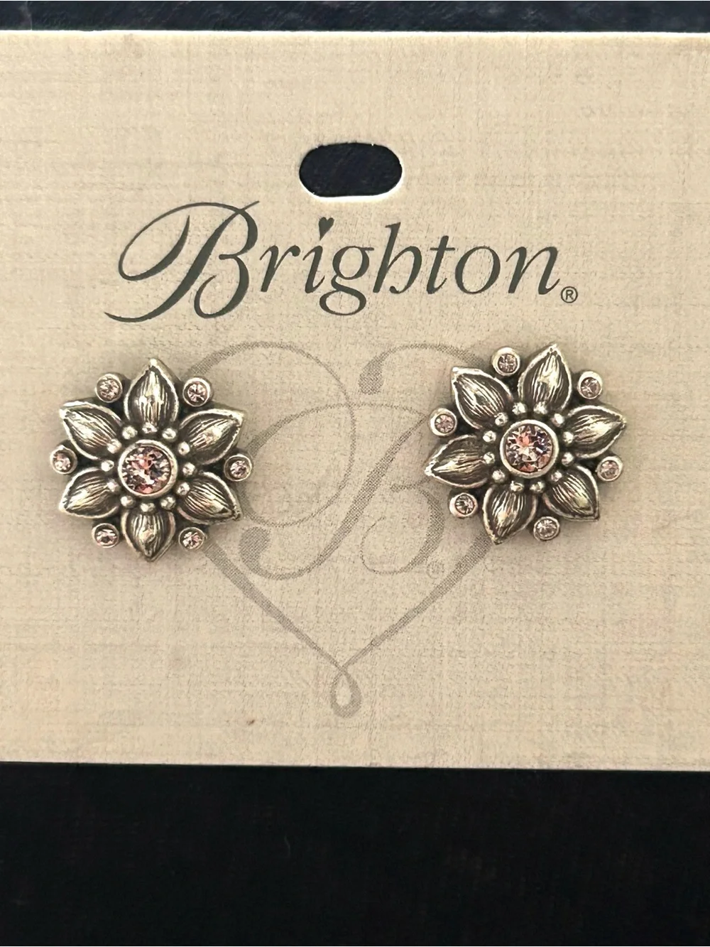 Brighton Cora Mini Post Flower Earrings with pink crystals